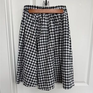 Michael Kors Black and White Gingham A-Line Skirt
